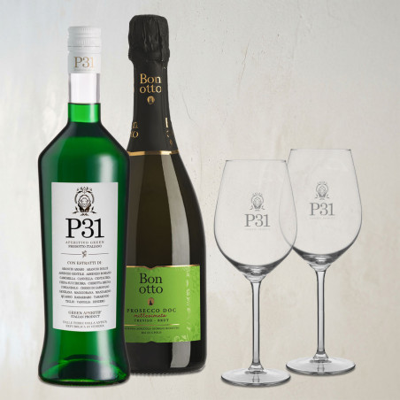 Pack P31 Green Spritz - P31 75cl + Prosecco Bonotto 75cl + verres